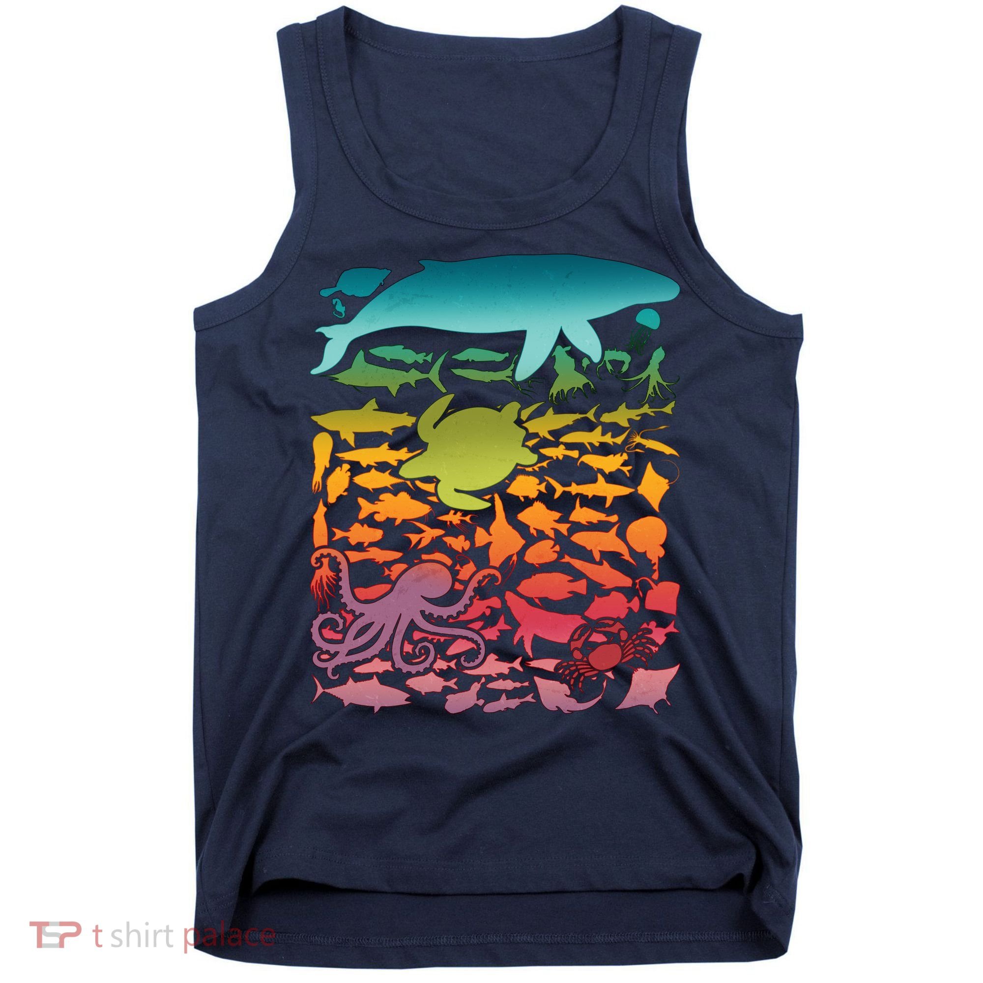 Cool Rainbow Ocean Sea Life Tank Top