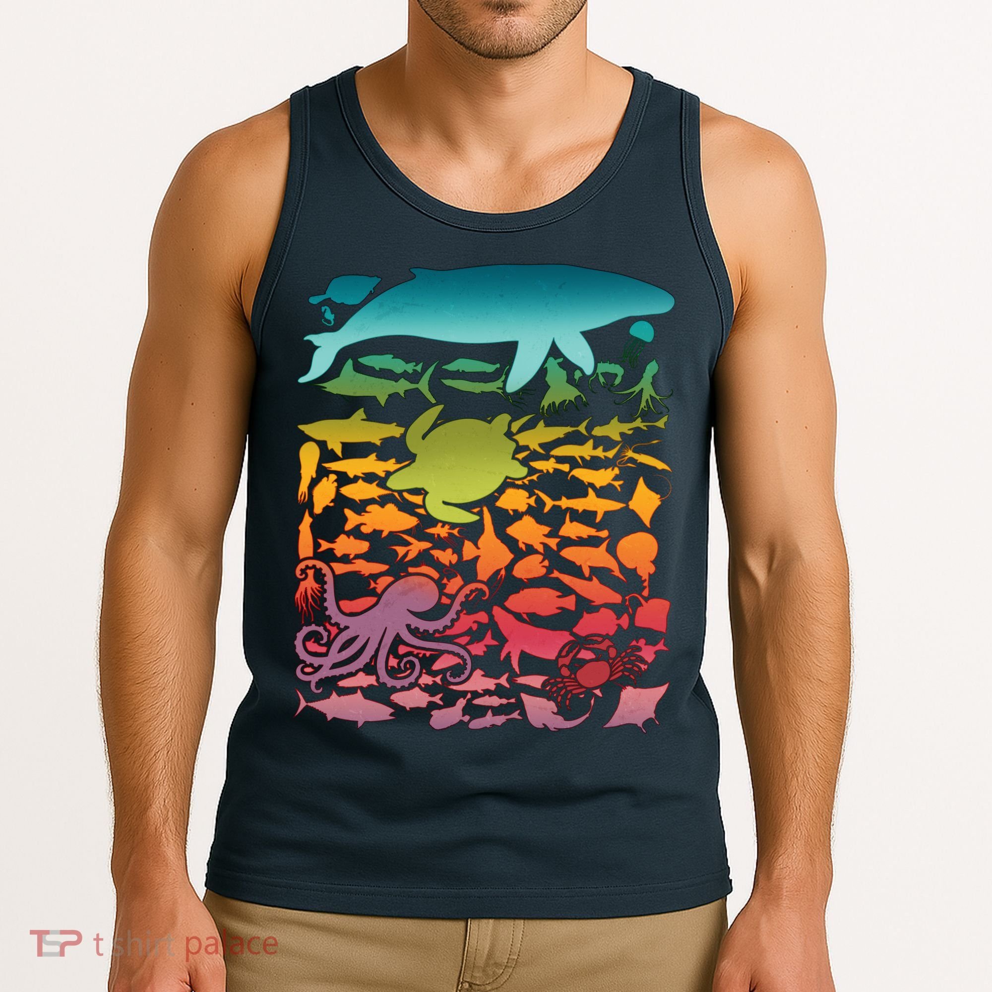 Cool Rainbow Ocean Sea Life Tank Top