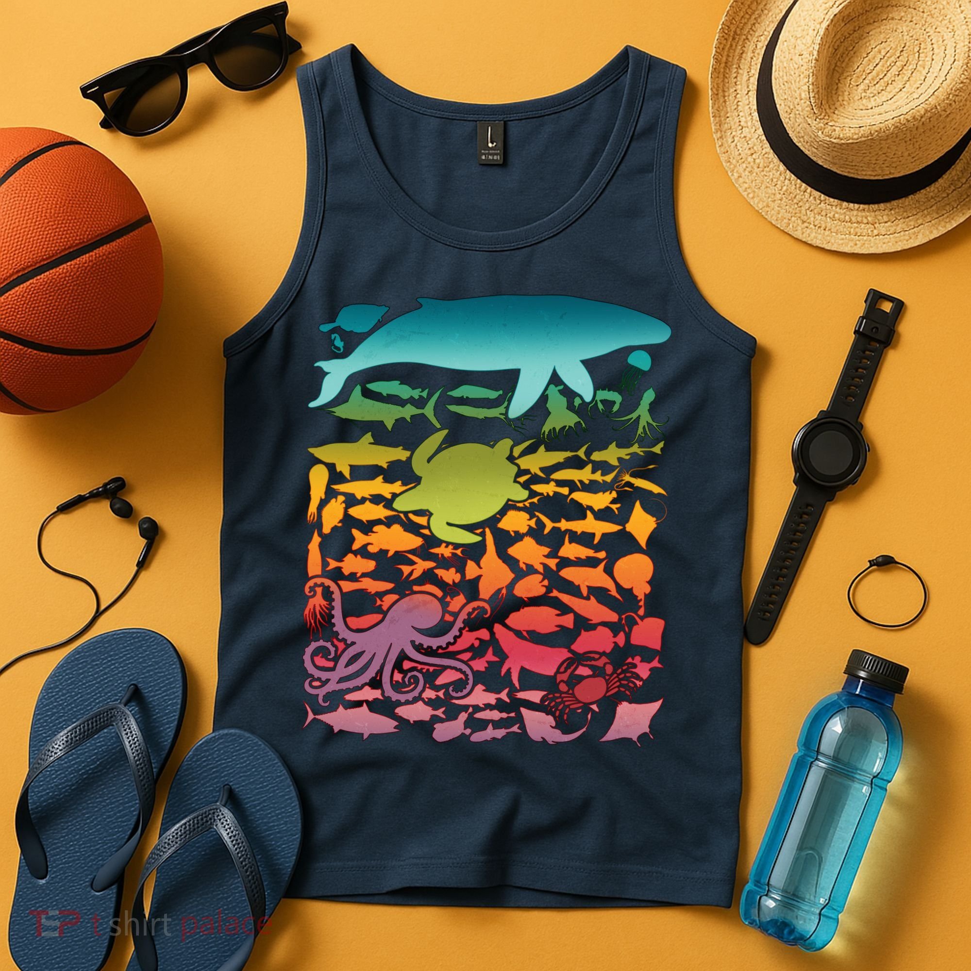 Cool Rainbow Ocean Sea Life Tank Top