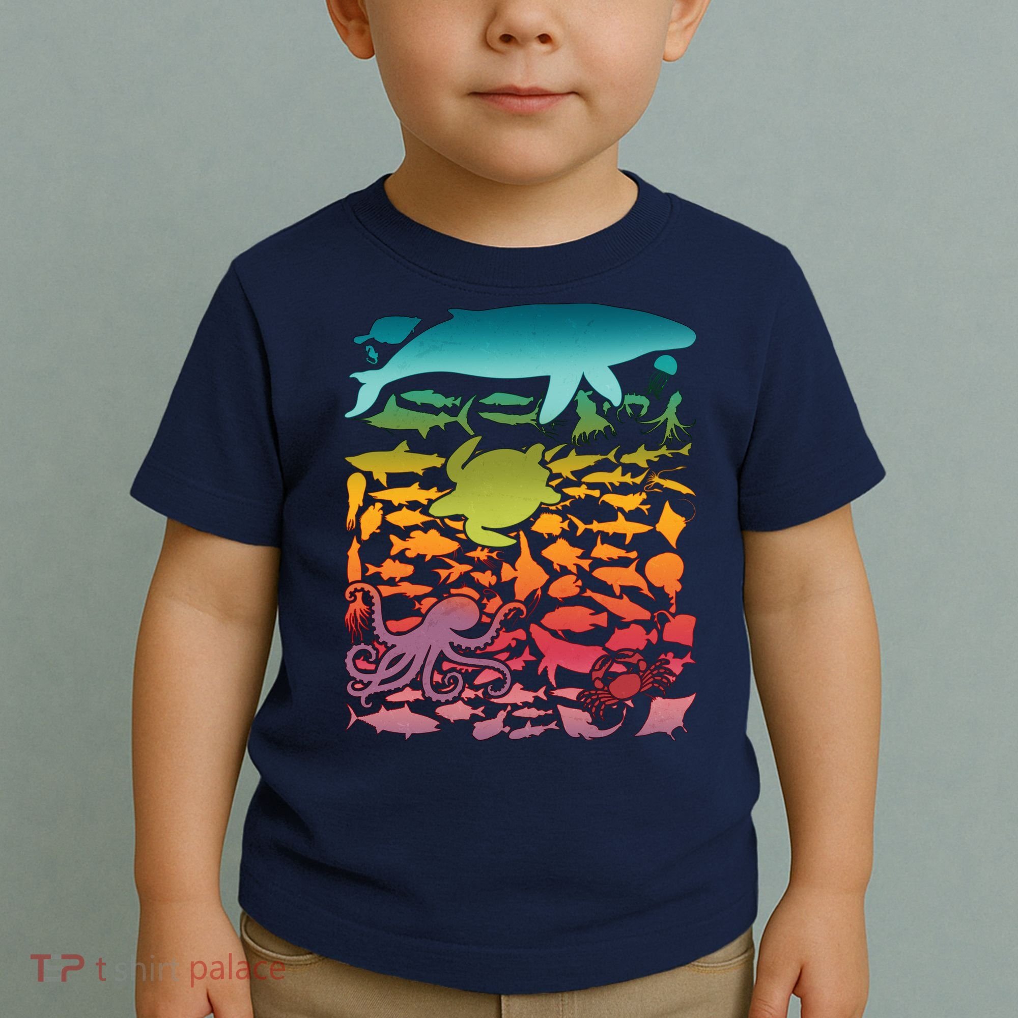 Cool Rainbow Ocean Sea Life Toddler T-Shirt