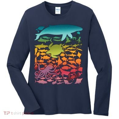 Cool Rainbow Ocean Sea Life Women's Long Sleeve Shirt