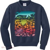 Cool Rainbow Ocean Sea Life Kids Sweatshirt thumb 0