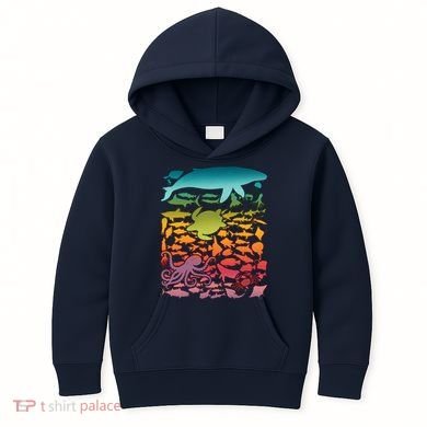 Cool Rainbow Ocean Sea Life Kids Hoodie