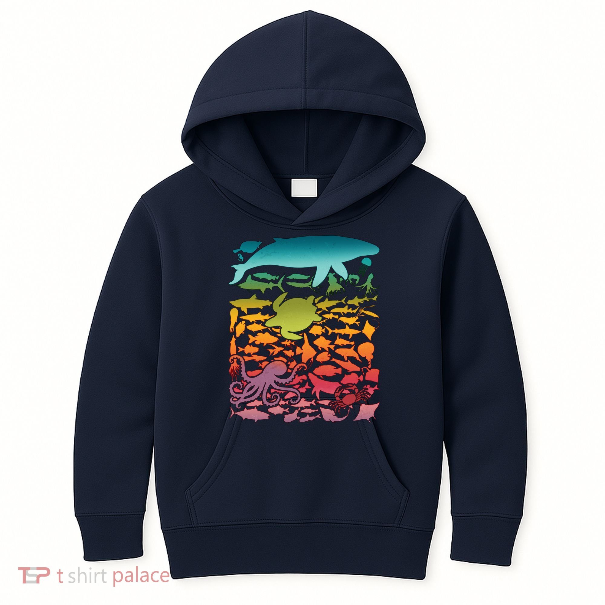 Cool Rainbow Ocean Sea Life Kids Hoodie