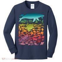 Cool Rainbow Ocean Sea Life Kids Long Sleeve Shirt thumb 0