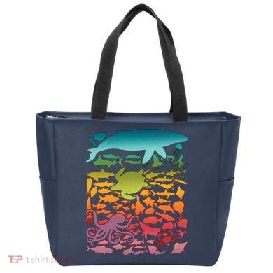 Cool Rainbow Ocean Sea Life Tote Bag