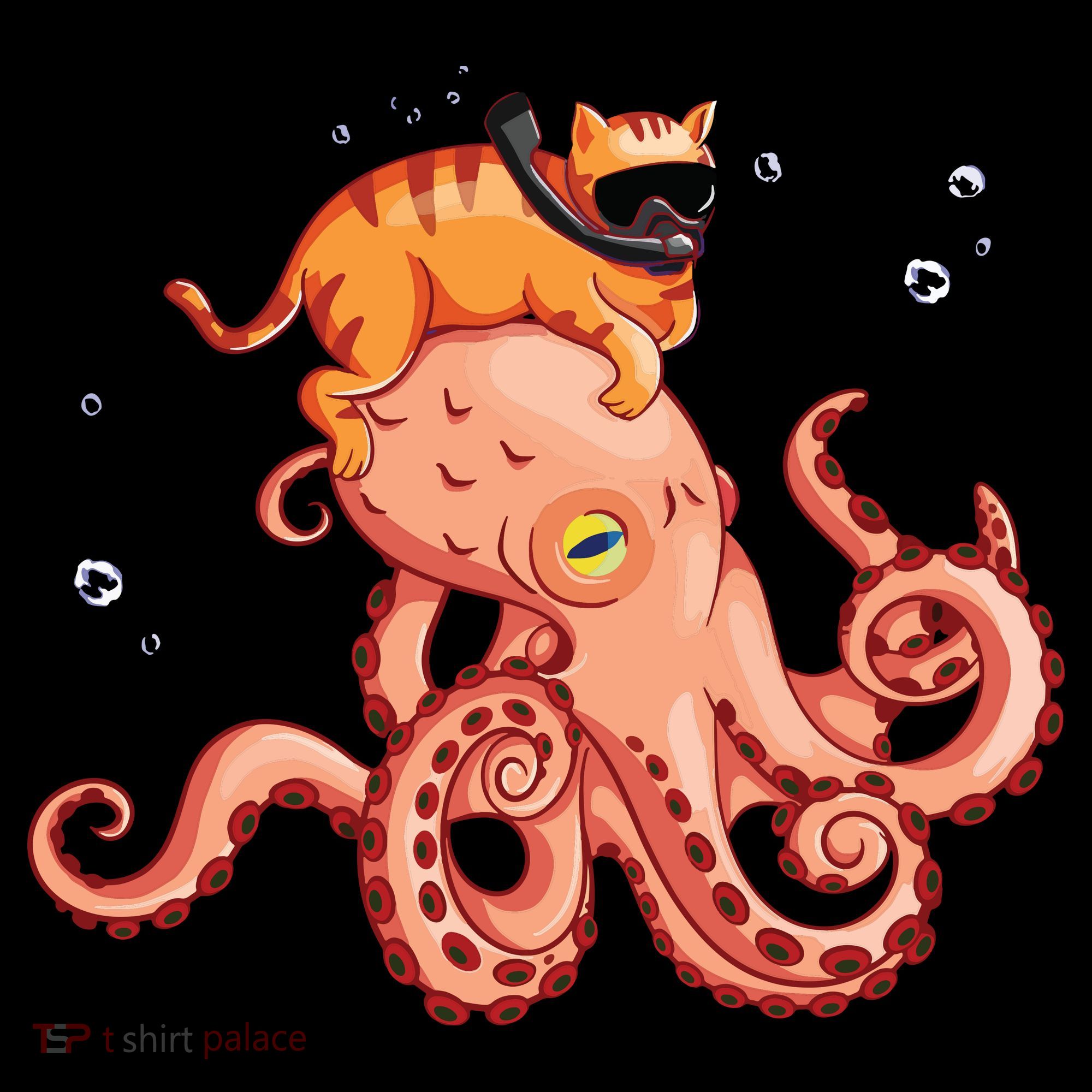 Cat Riding Octopus Funny Backpack