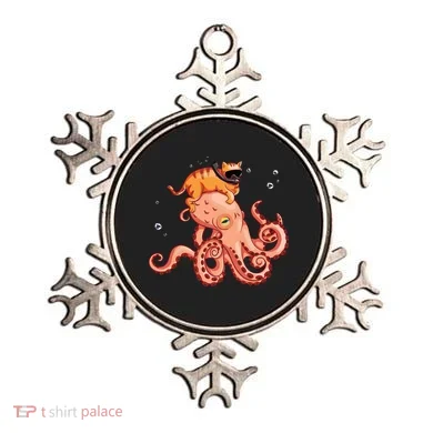 Cat Riding Octopus Funny Ornament