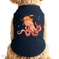 Cat Riding Octopus Funny Doggie Tank thumb 0