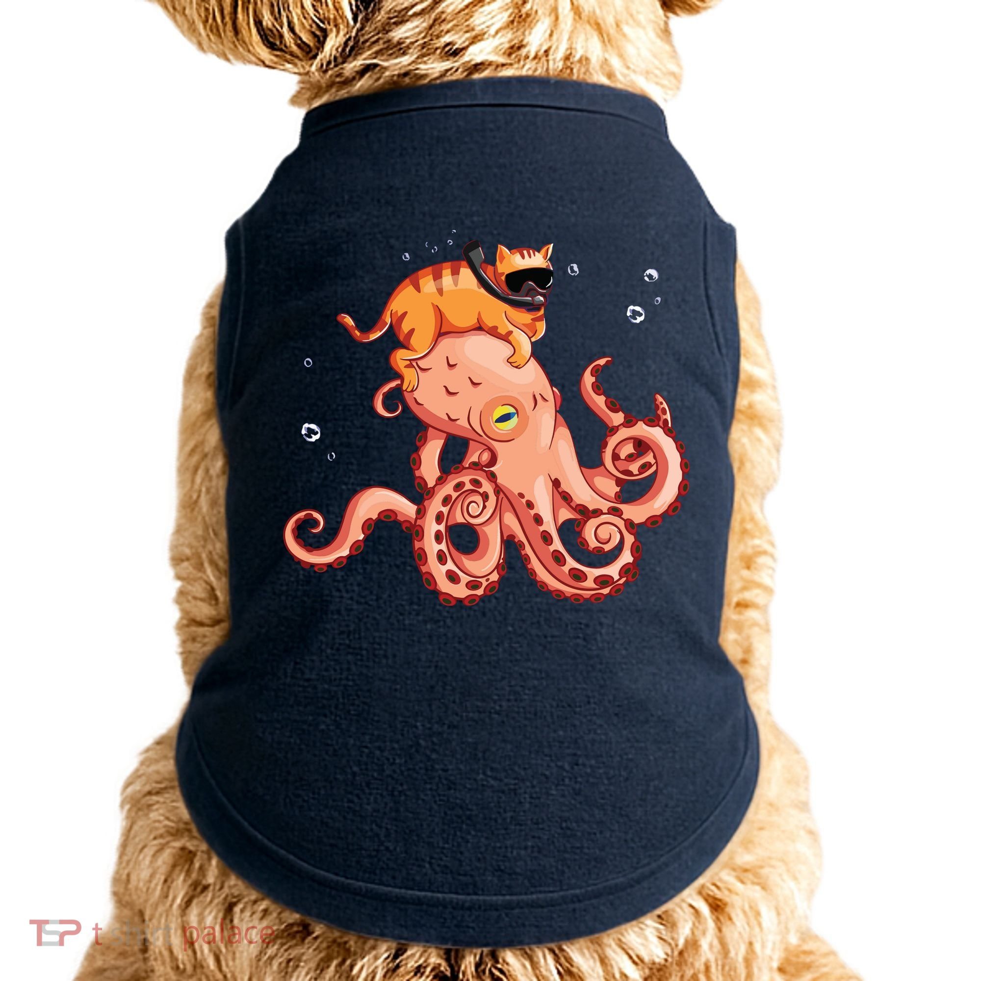Cat Riding Octopus Funny Doggie Tank