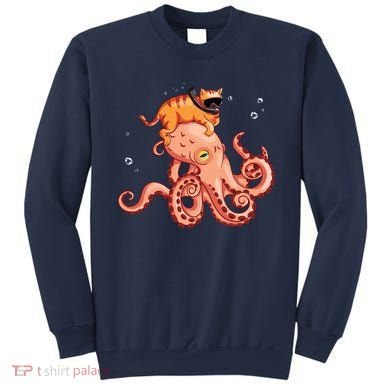 Cat Riding Octopus Funny Sweatshirt
