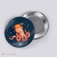 Cat Riding Octopus Funny Button thumb 0