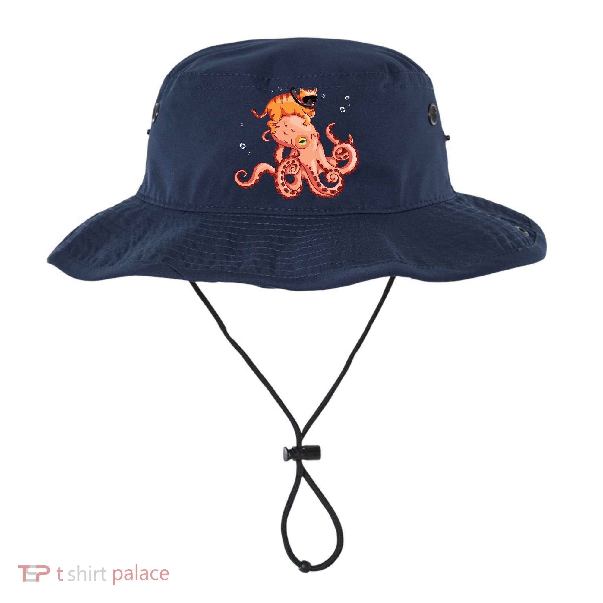 Cat Riding Octopus Funny Bucket Hat