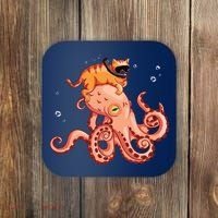Cat Riding Octopus Funny Coaster thumb 0