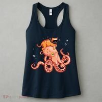 Cat Riding Octopus Funny Women's Tank Top thumb 3