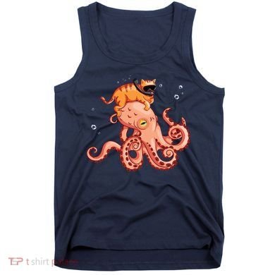 Cat Riding Octopus Funny Tank Top