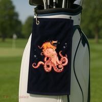 Cat Riding Octopus Funny Golf Towel thumb 2
