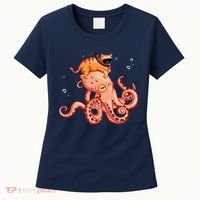 Cat Riding Octopus Funny Women's T-Shirt thumb 0