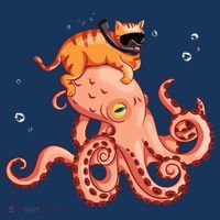 Cat Riding Octopus Funny Women's T-Shirt thumb 6