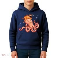 Cat Riding Octopus Funny Kids Hoodie thumb 4