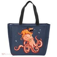 Cat Riding Octopus Funny Tote Bag thumb 0