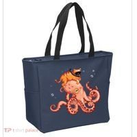 Cat Riding Octopus Funny Tote Bag thumb 2
