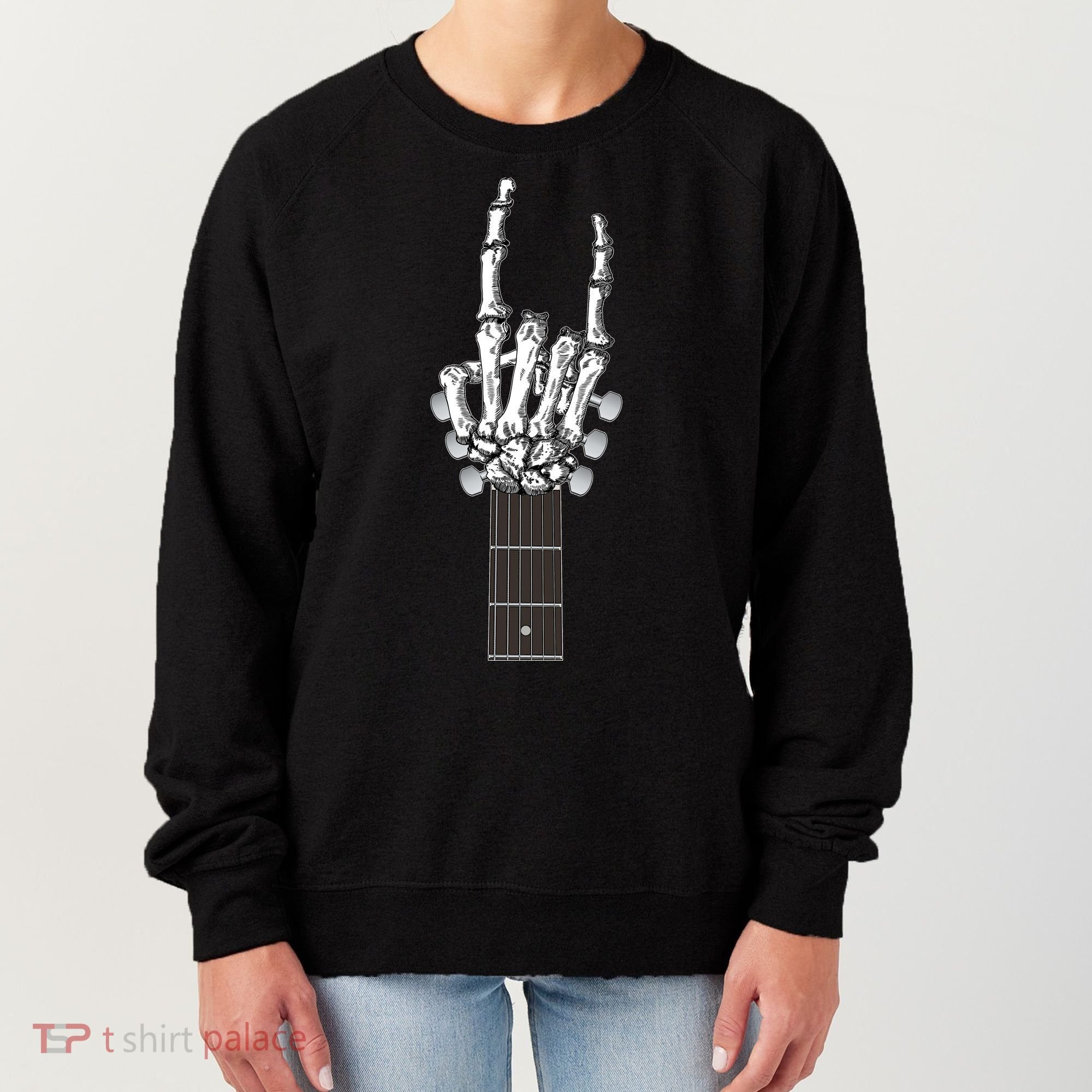 Cool Rock On Skeleton Guitar Women's Sweatshirt