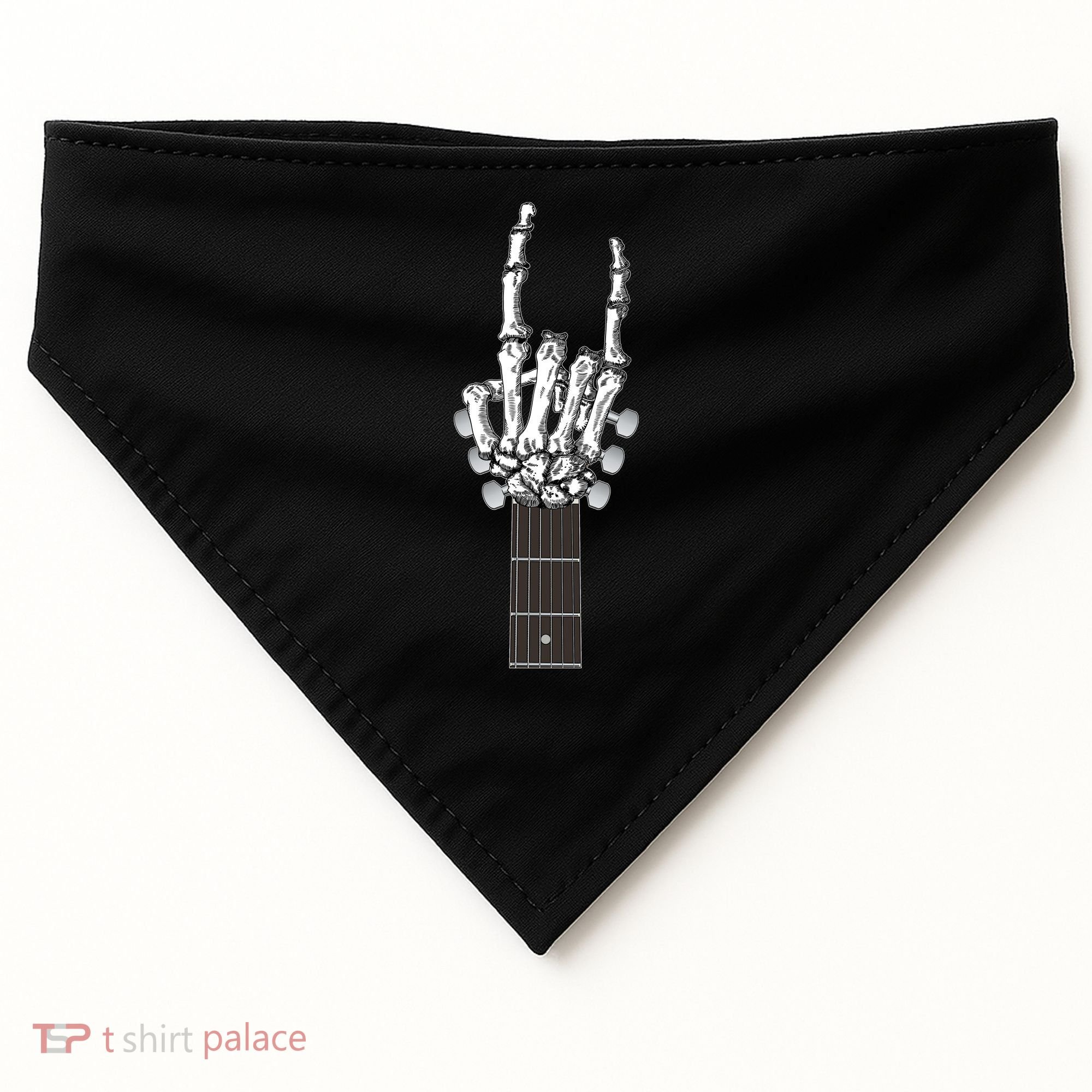 Cool Rock On Skeleton Guitar USA-Made Doggie Bandana