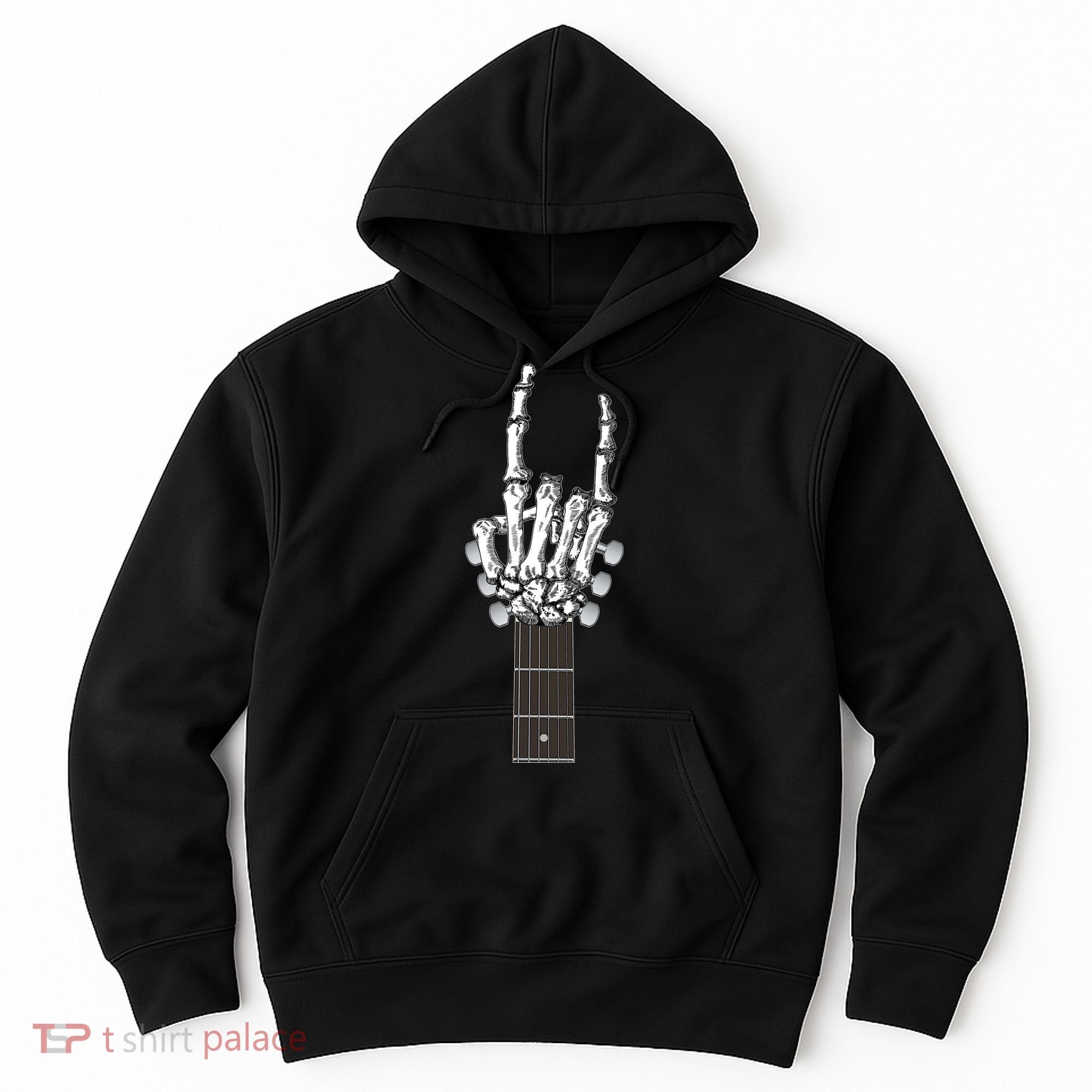 Cool Rock On Skeleton Guitar Hoodie