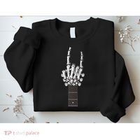 Cool Rock On Skeleton Guitar Sweatshirt thumb 2