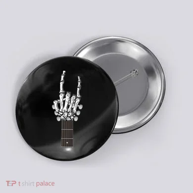 Cool Rock On Skeleton Guitar Button