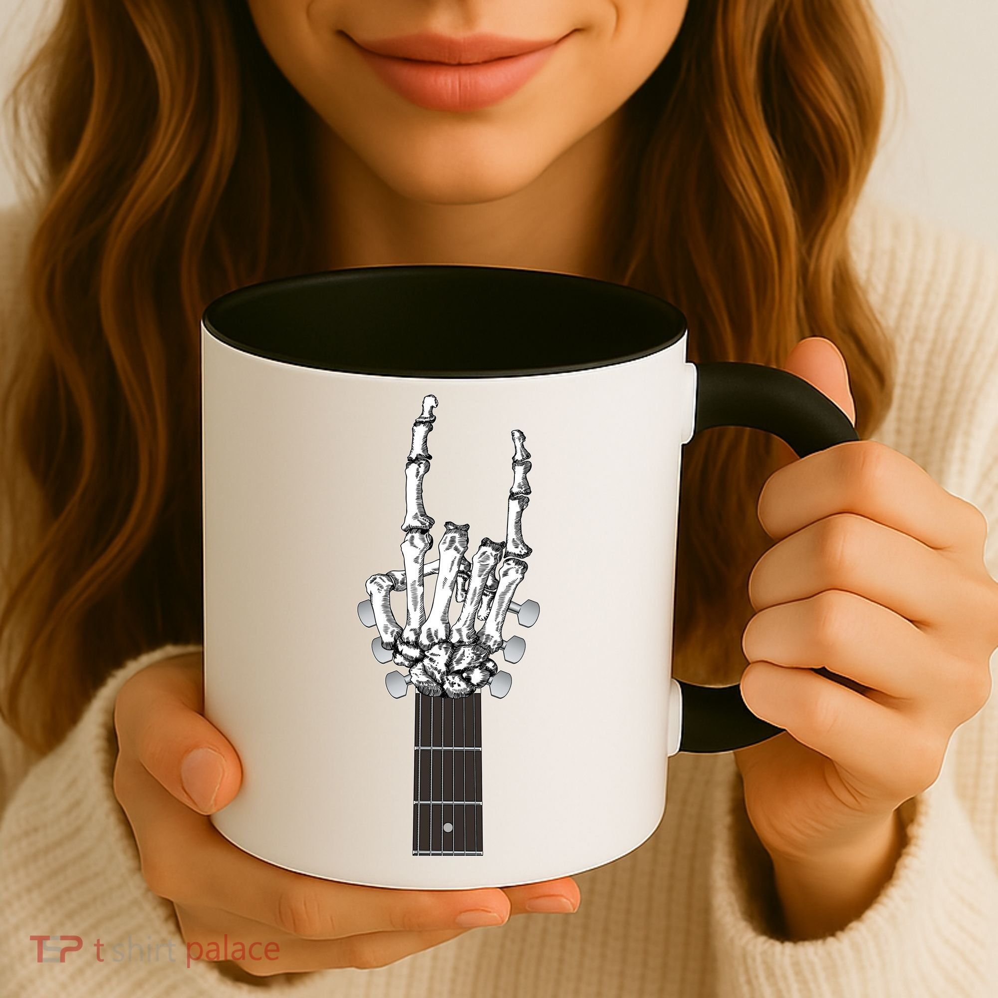Cool Rock On Skeleton Guitar Coffee Mug