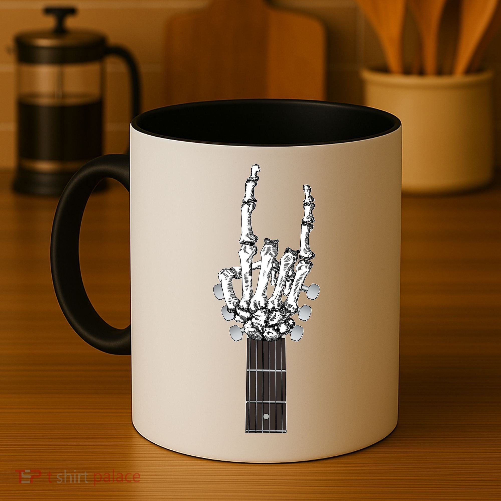 Cool Rock On Skeleton Guitar Coffee Mug