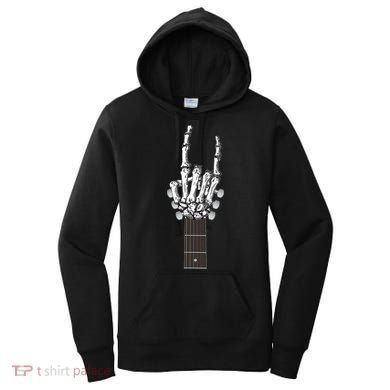 Cool Rock On Skeleton Guitar Women's Hoodie