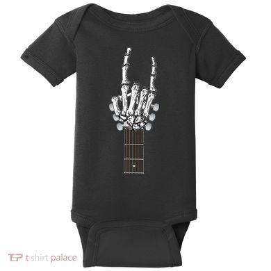 Cool Rock On Skeleton Guitar Baby Bodysuit