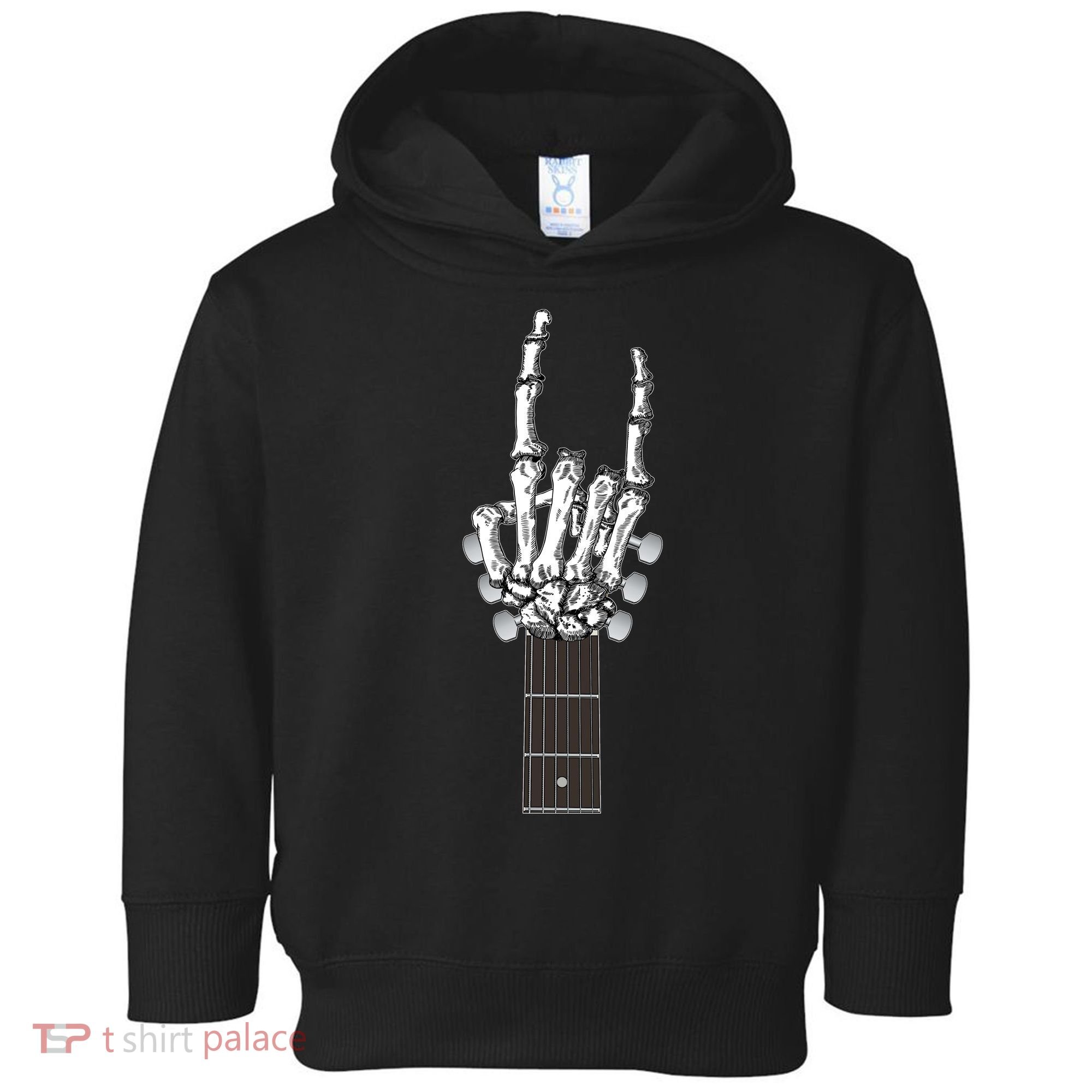 Cool Rock On Skeleton Guitar Toddler Hoodie