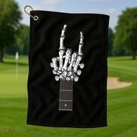 Cool Rock On Skeleton Guitar Golf Towel thumb 1
