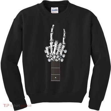 Cool Rock On Skeleton Guitar Kids Sweatshirt