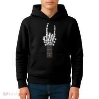 Cool Rock On Skeleton Guitar Kids Hoodie thumb 4