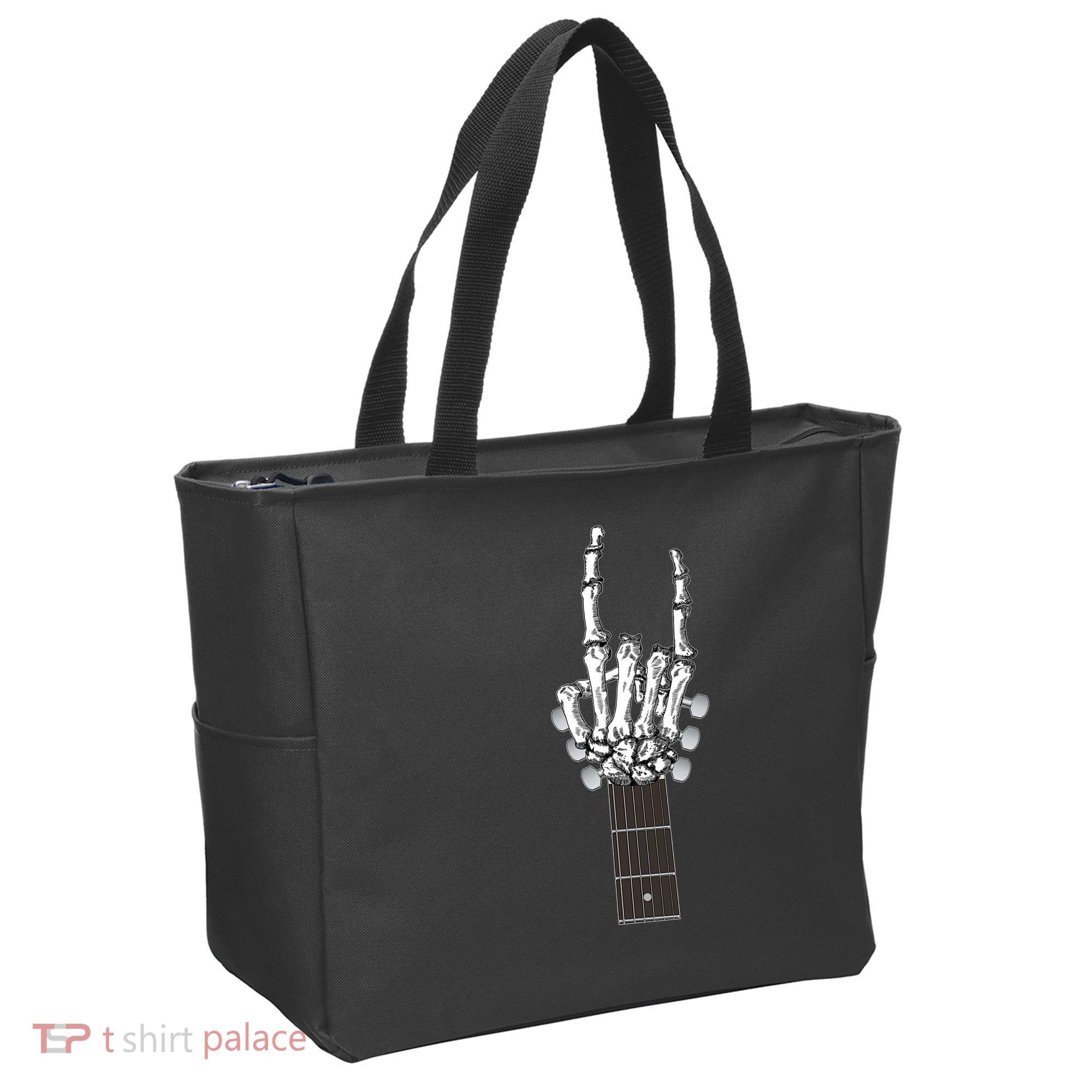 Cool Rock On Skeleton Guitar Tote Bag