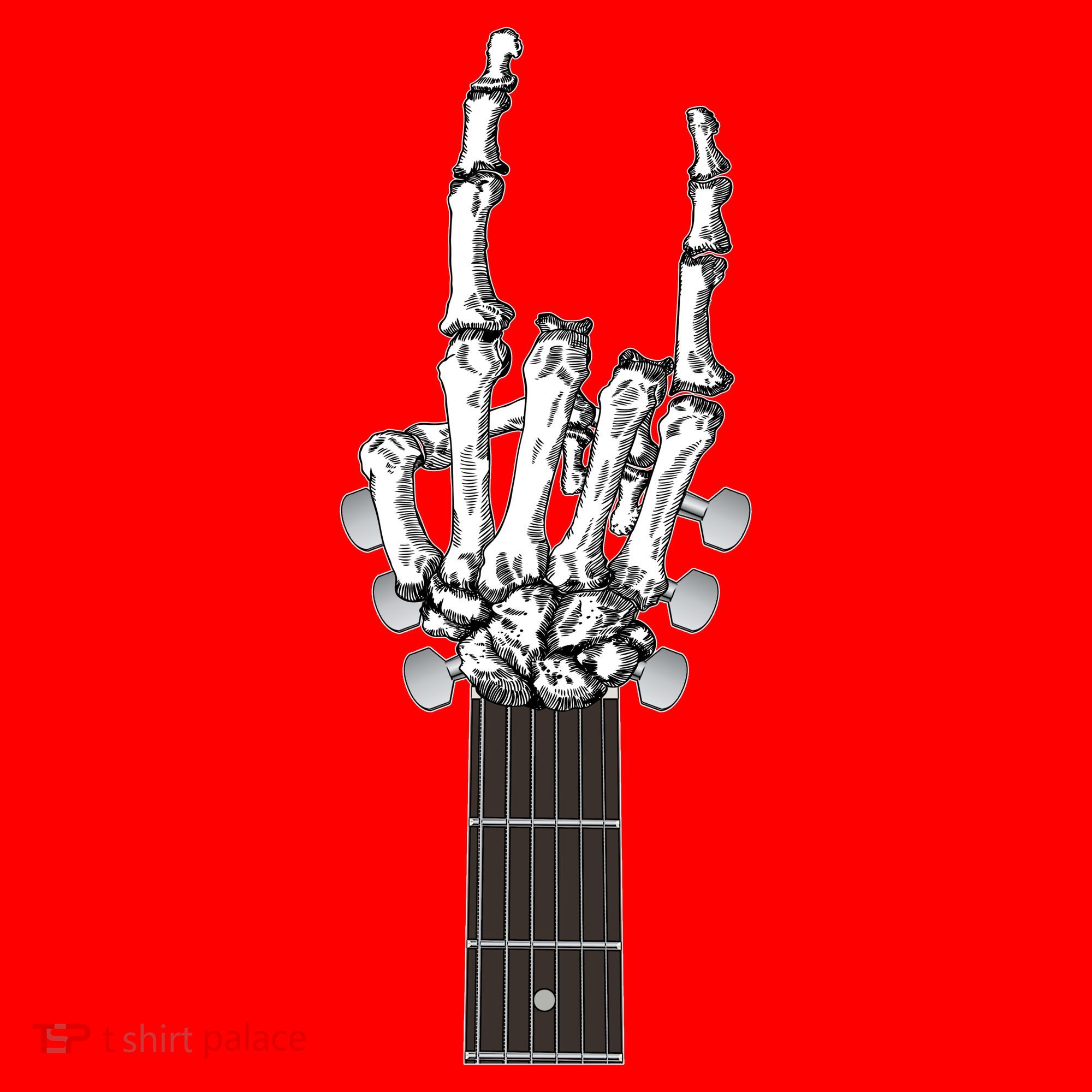 Cool Rock On Skeleton Guitar Santa Hat