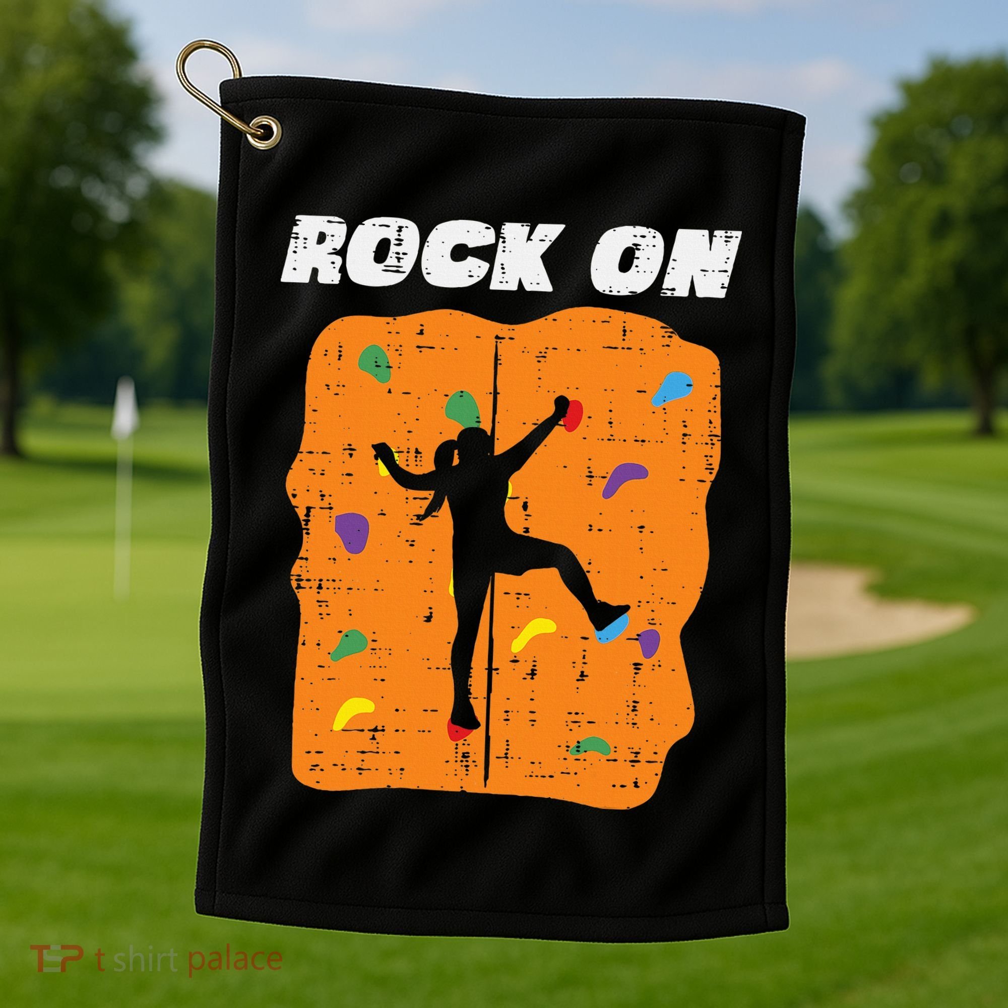 Climbing Rock On Wall Climber Bouldering Women Golf Towel