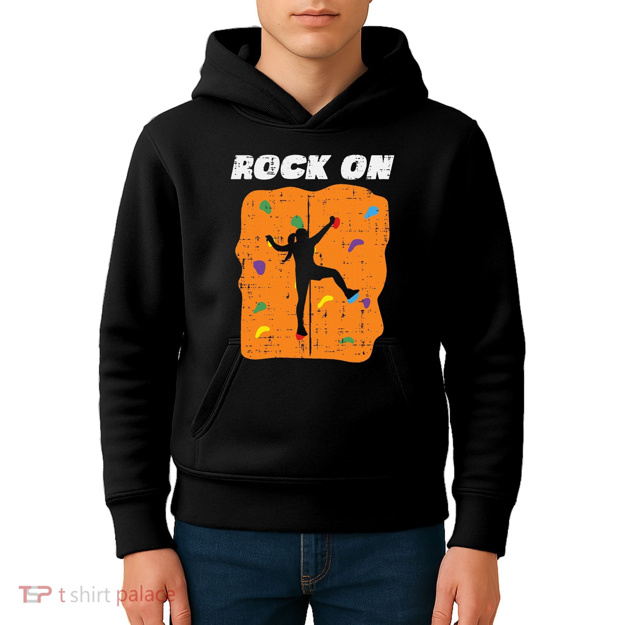 Climbing Rock On Wall Climber Bouldering Women Kids Hoodie