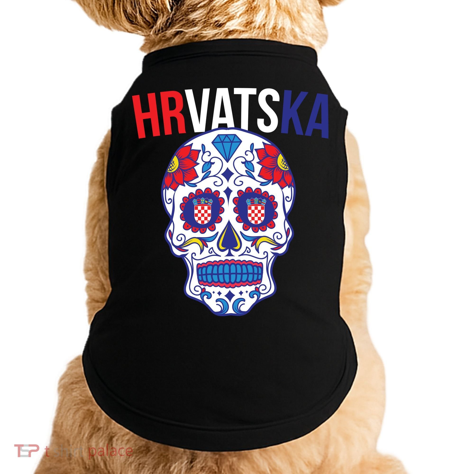 Croatia Hrvatska Soccer Skull Doggie Tank