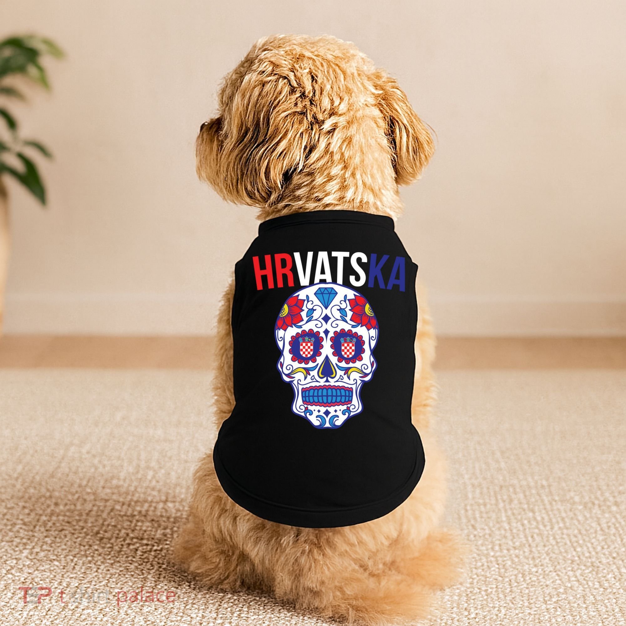 Croatia Hrvatska Soccer Skull Doggie Tank