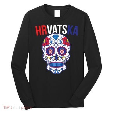 Croatia Hrvatska Soccer Skull Long Sleeve Shirt