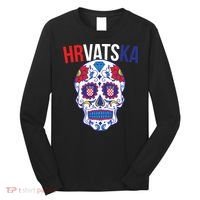 Croatia Hrvatska Soccer Skull Long Sleeve Shirt thumb 0
