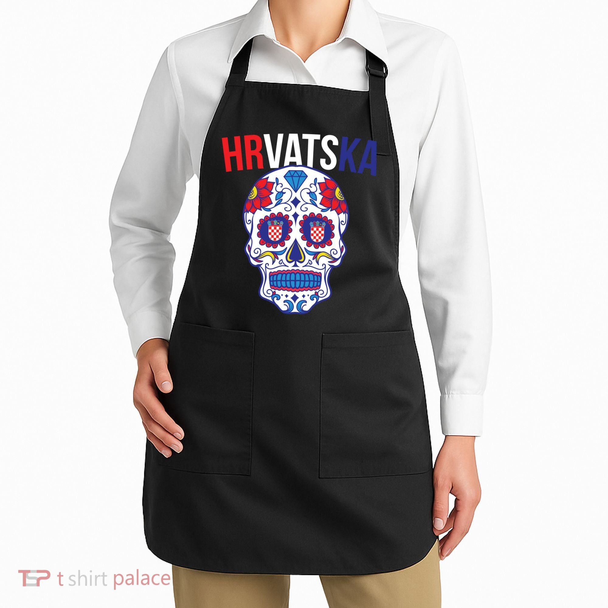 Croatia Hrvatska Soccer Skull Apron