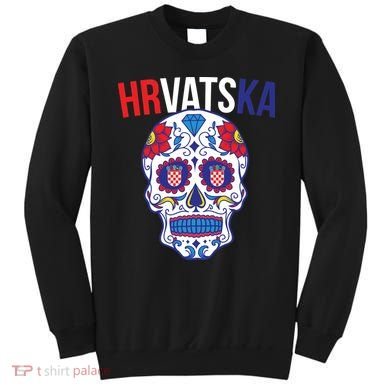 Croatia Hrvatska Soccer Skull Sweatshirt