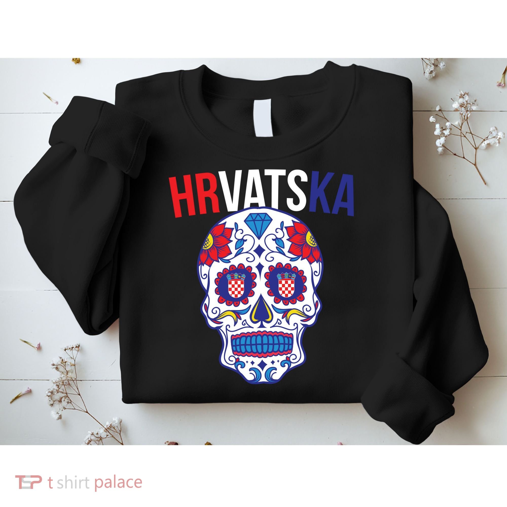 Croatia Hrvatska Soccer Skull Sweatshirt